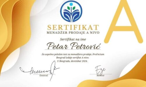 Menadžer prodaje A sertifikat